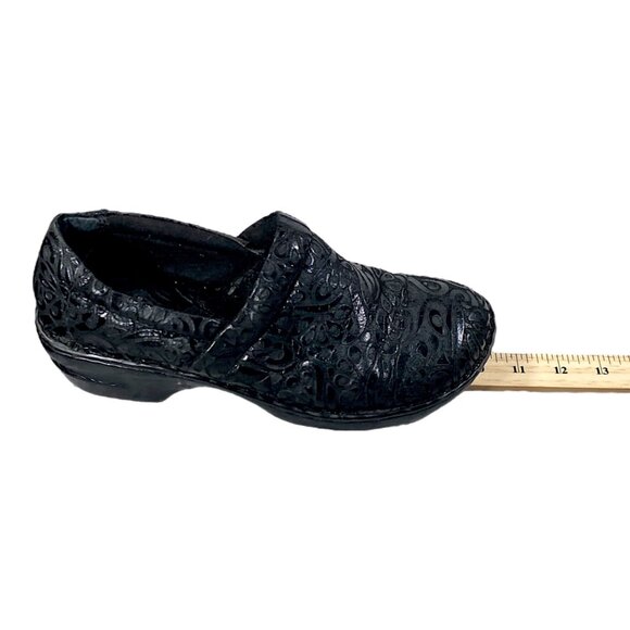 BOC Born Concept Shoes Womens 9.5 Black Leather Embossed Nurse Clogs  PEGGY - Picture 13 of 16